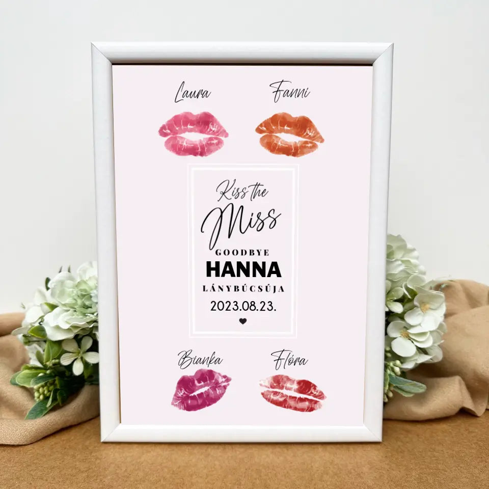 Lánybúcsúra ajándék a menyasszonynak - csókos kép