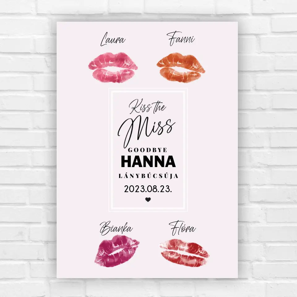 Lánybúcsúra ajándék a menyasszonynak - csókos kép, egyedi ajándék