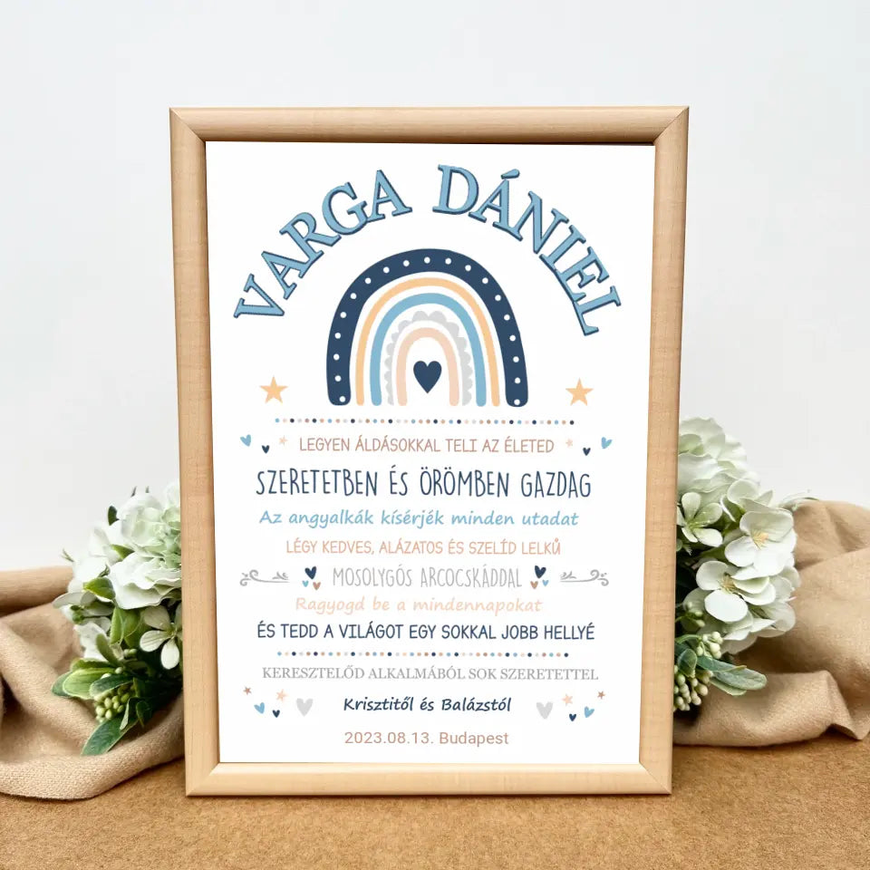 keresztelő ajándék fiúnak – kedves falikép