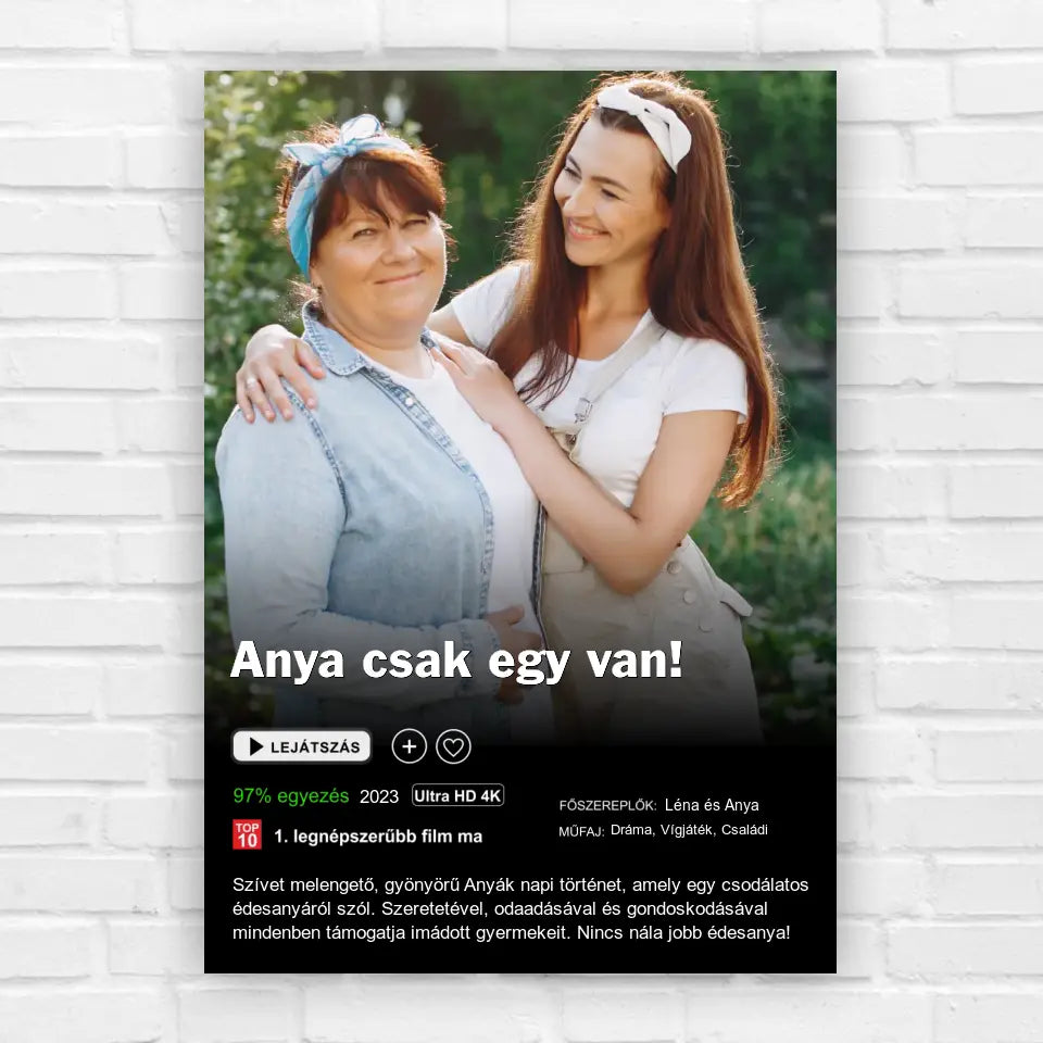 Filmes ajándék kép anyának, egyedi fényképes ajándék