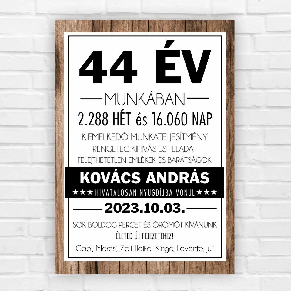 Ajándék nyugdíjba vonulásra férfiaknak – falikép, egyedi ajándék