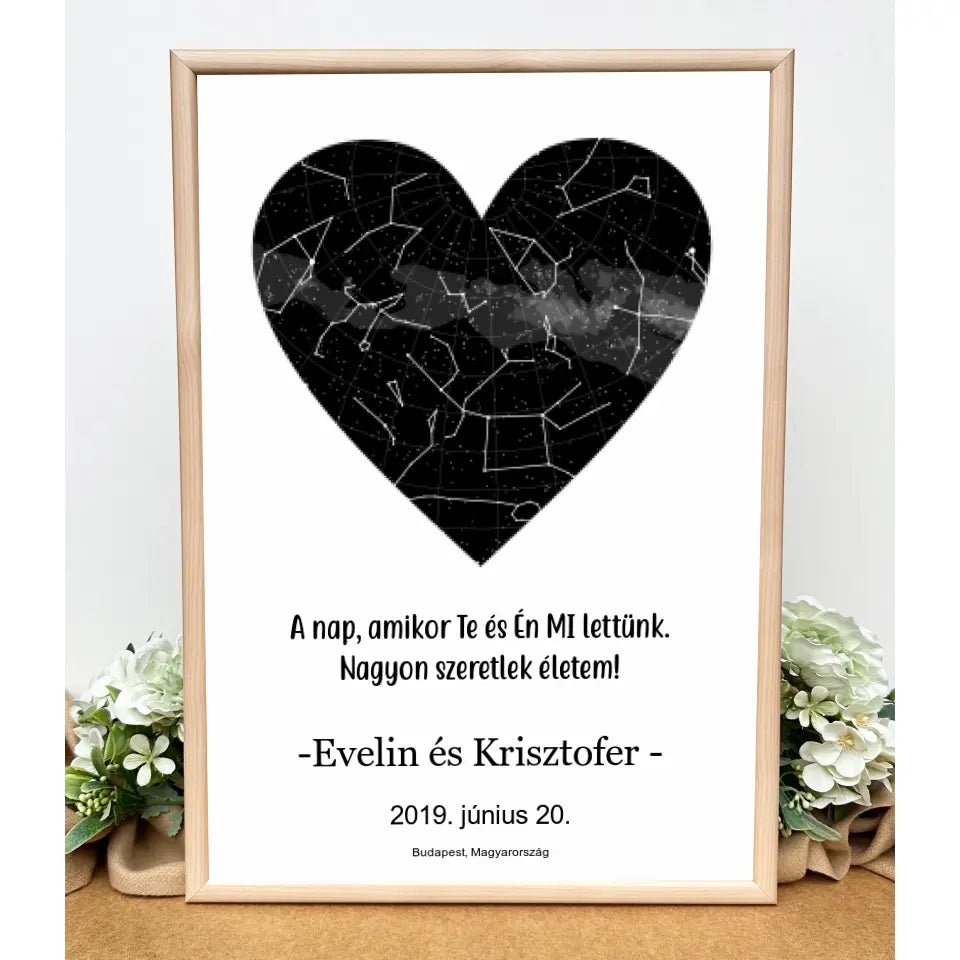 Csillagtérkép ajándék | szívecskés kiadás, szerelmes ajándék, 