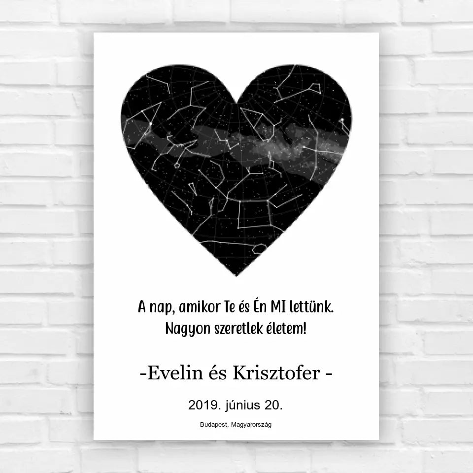 Csillagtérkép ajándék | szívecskés kiadás