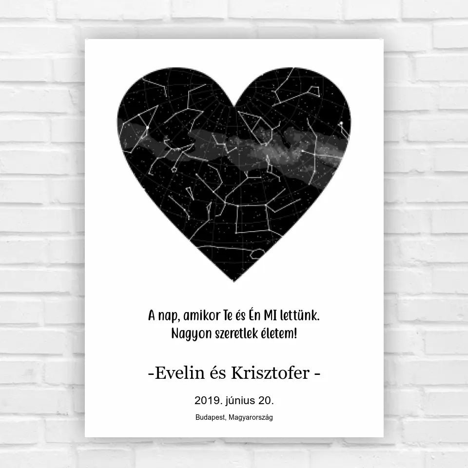 Szivecskés esküvői csillagkép, nászajándékba