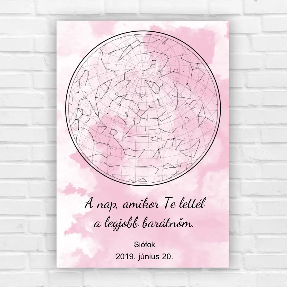 Csillagkép ajándék barátnőknek, rózsaszín