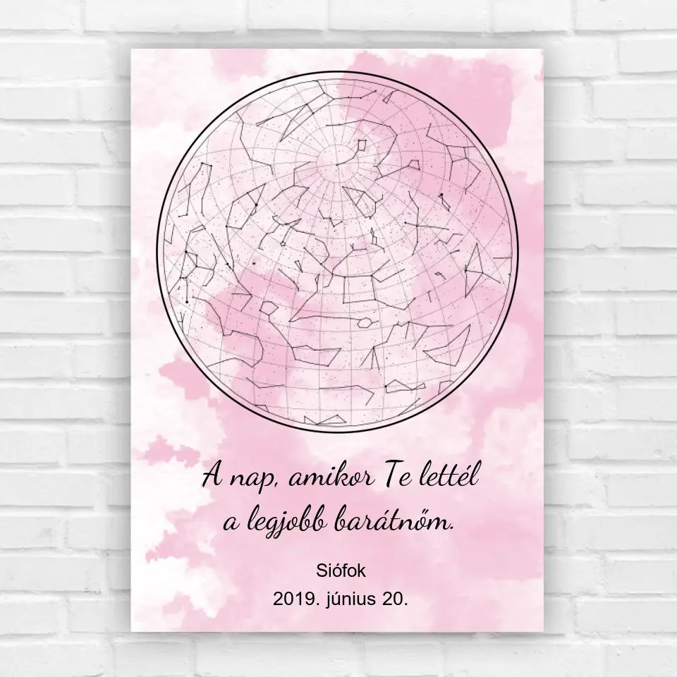 Csillagkép ajándék barátnőknek, a nap amikor te lettél a legjobb barátnőm
