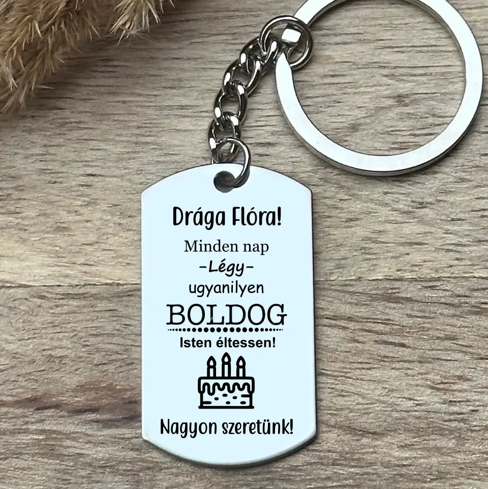 Egyedi szülinapi ajándék - boldog szülinap kulcstartó