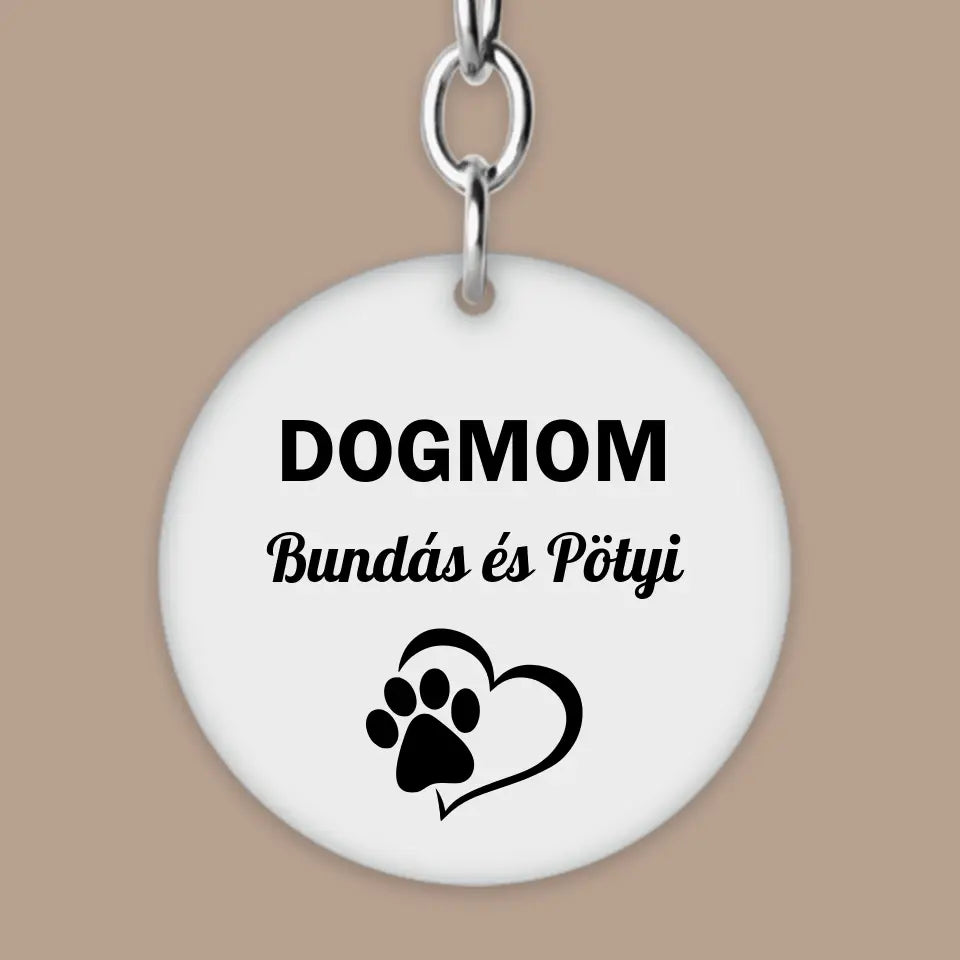 Ajándék kutyásoknak, kutyamama kulcstartó tappancsos grafikával