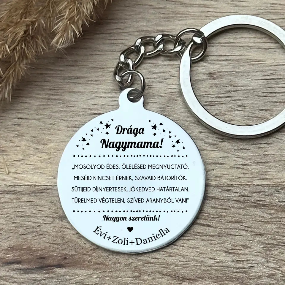 Karácsonyi ajándék mamának, gravírozott kulcstartó
