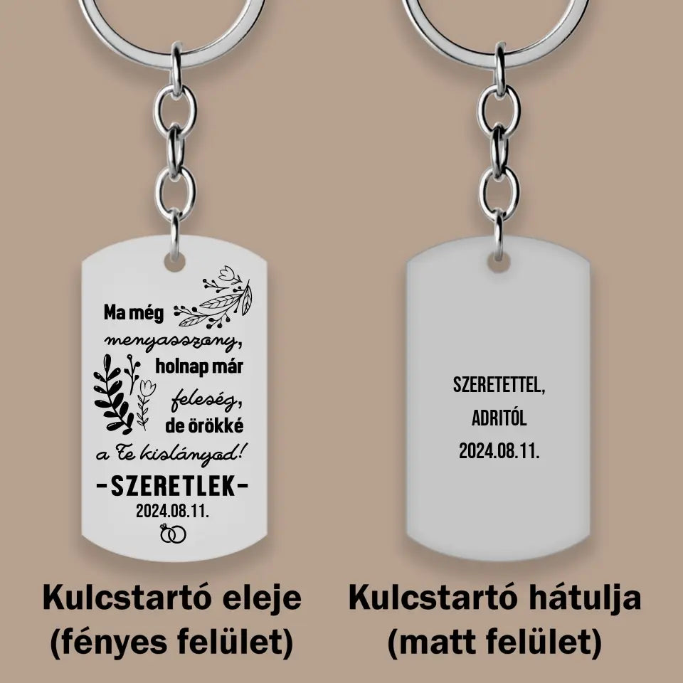 Örömanya ajándék kulcstartó, ajándék esküvőre