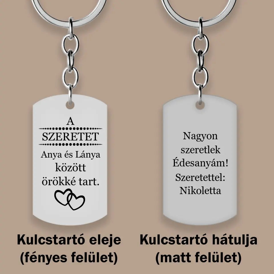 Anya-lánya ajándék kulcstartó, egyedi ajándék