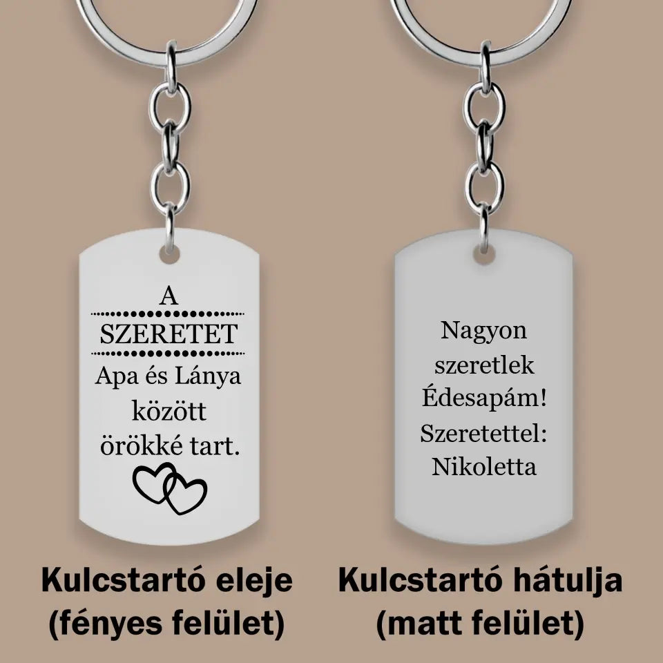 Apa-Lánya kulcstartó, ajándék apának, apák napi ajándék