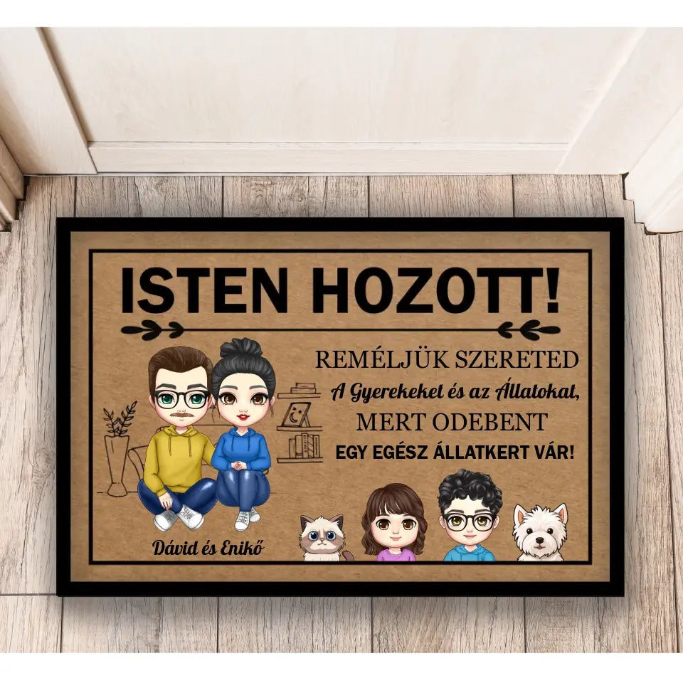 Családi lábtörlő vicces felirattal