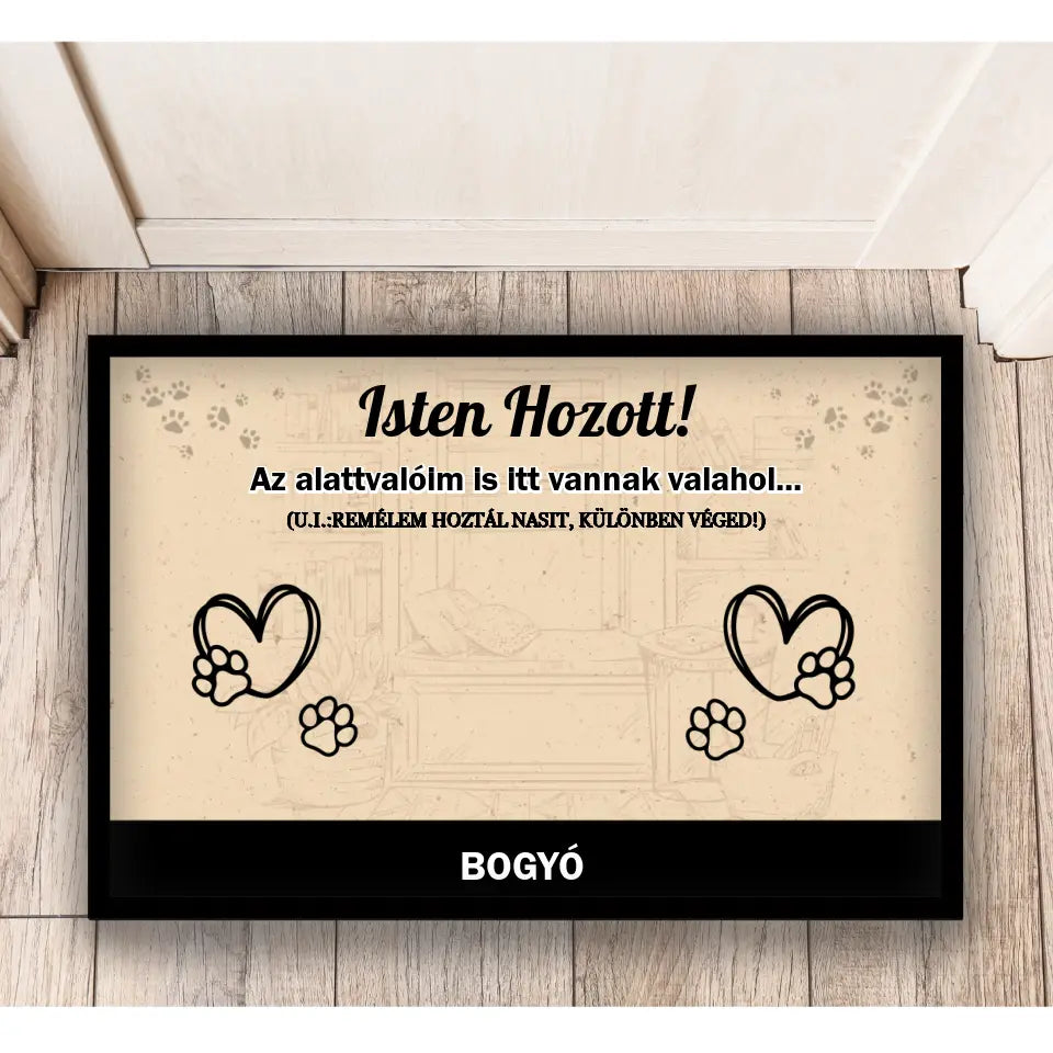 Vicces, kiskedvences lábtörlő - személyre szabható, egyedi ajándék