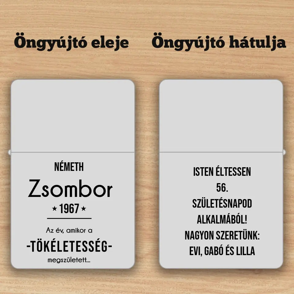 Egyedi, Zippo öngyújtó - saját névvel, évszámmal, gravírozott ajándék