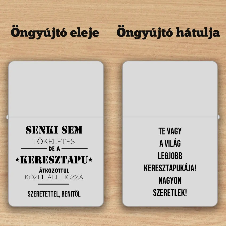 Keresztapa ajándék - Zippo öngyújtó, gravírozott ajándék