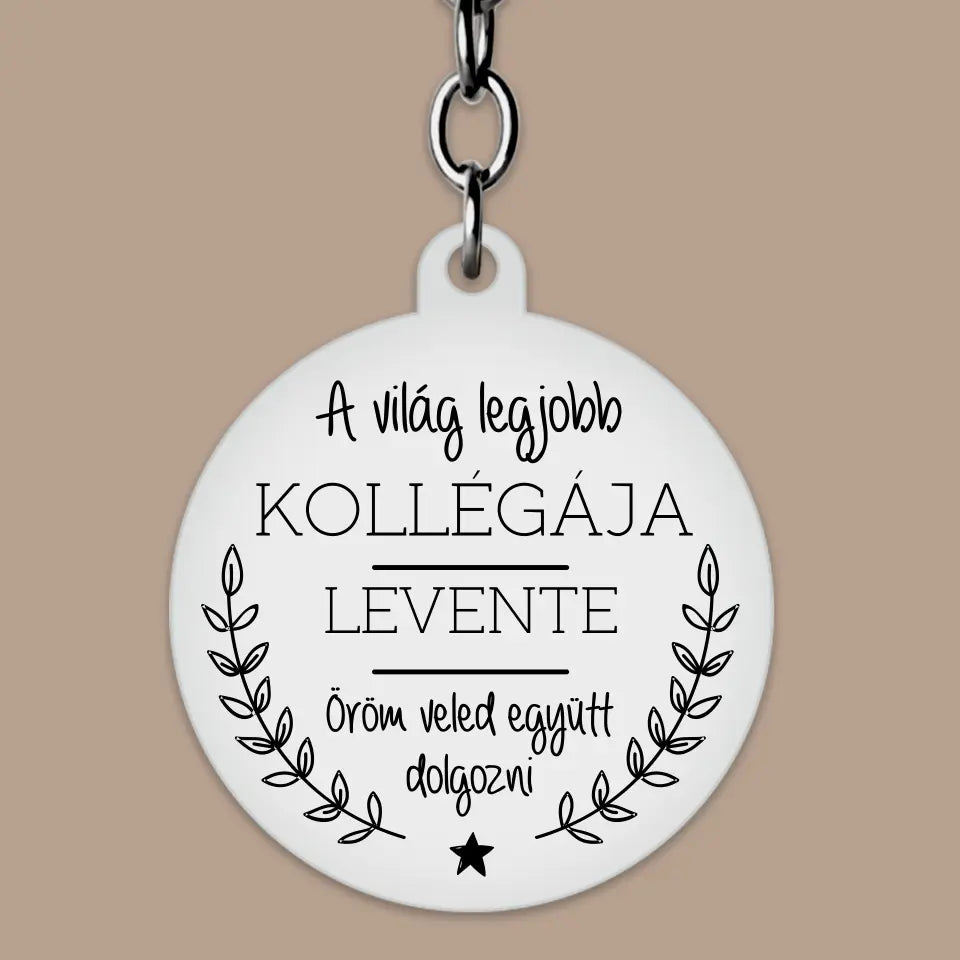 Ajándék kollégának, gravírozott kulcstartó a világ legjobb kollégájának