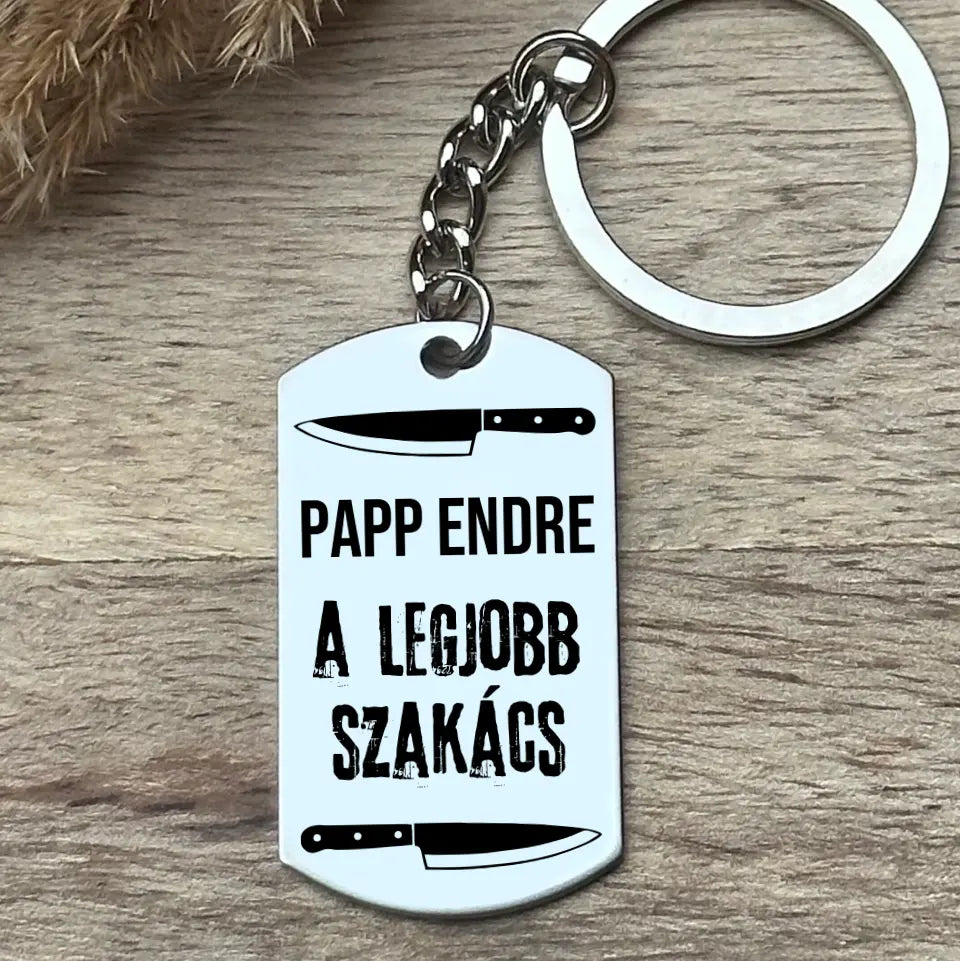 Szakács ajándék – gravírozott kulcstartó
