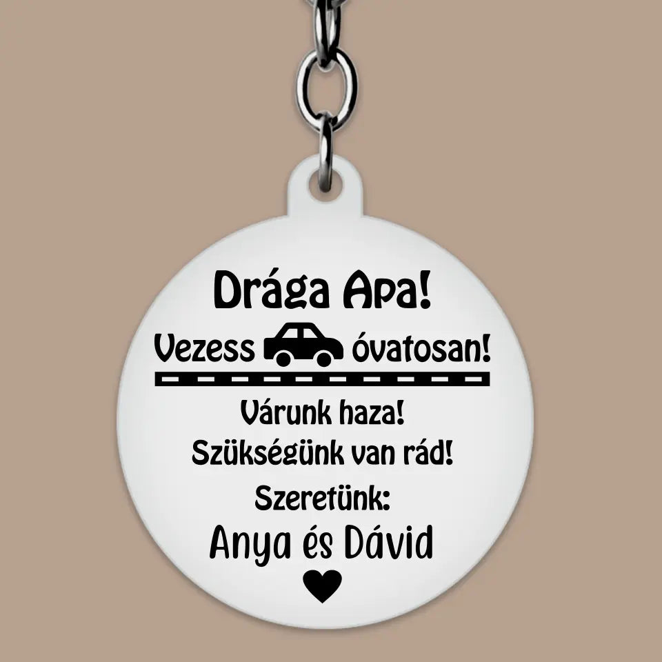 Apa védelmezője-autós kulcstartó, őrangyal ajándék