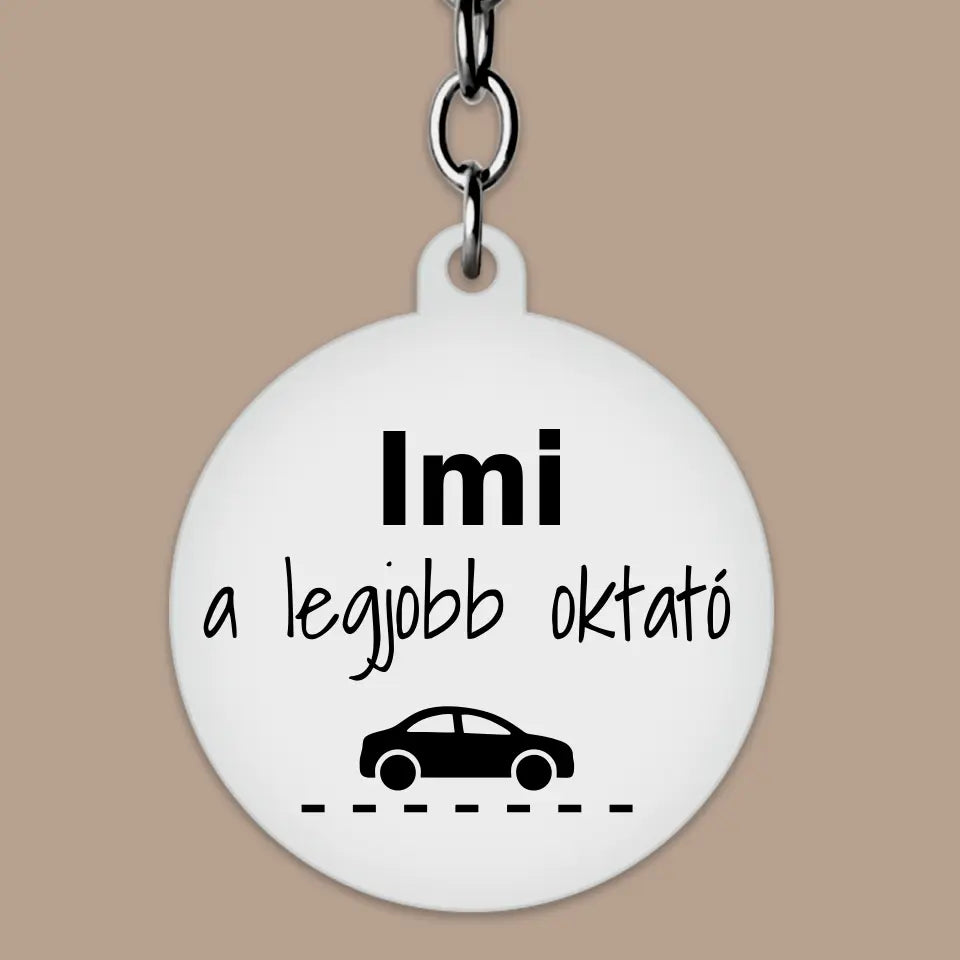 Autós oktató kulcstartó - köszönő ajándék legjobb oktatónak