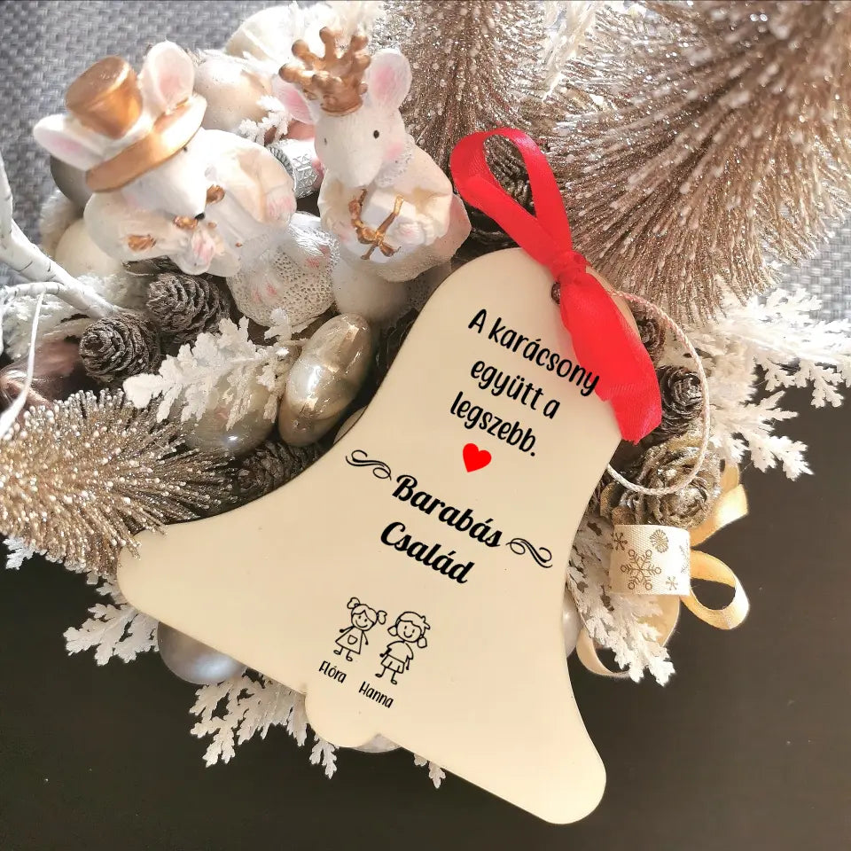 Egyedi karácsonyfadísz - családos kiadás, egyedi ajándék