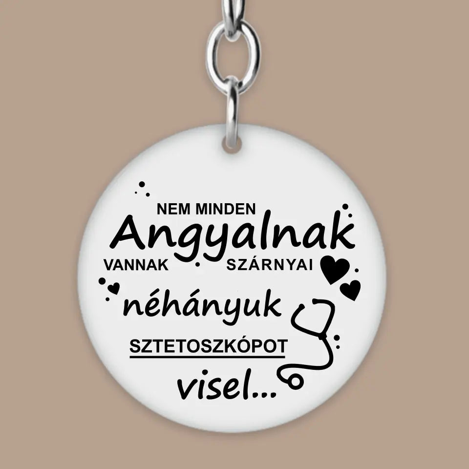 Ajándék orvosnak, gravírozott kulcstartó, egyedi ajándék