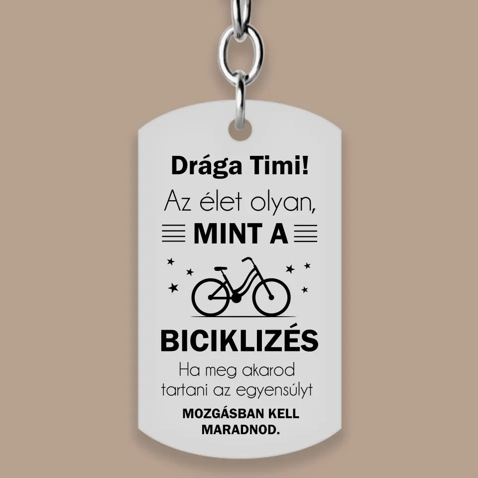 Biciklis ajándék kulcstartó gravírozott ajándék