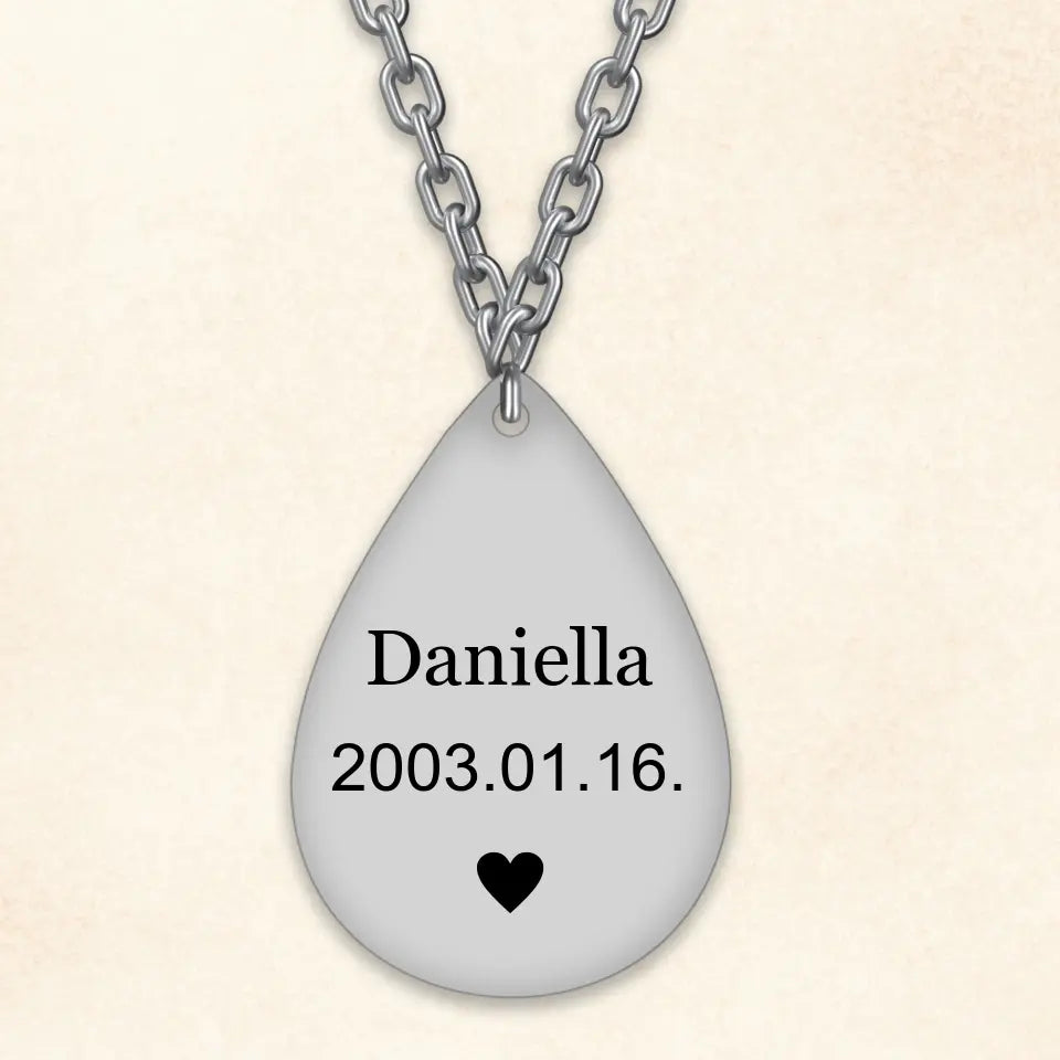 Gravírozott nyaklánc anyának, egyedi ajándék