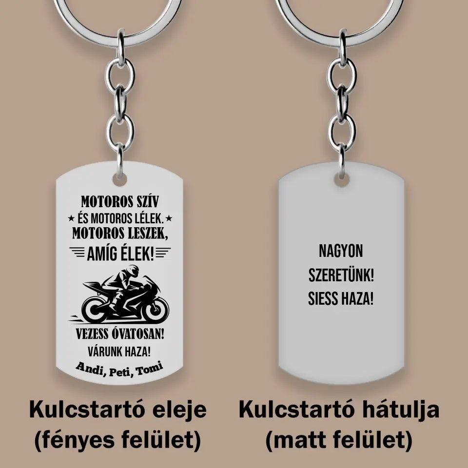 Ajándék motorosoknak – egyedi kulcstartó 2 oldalasan