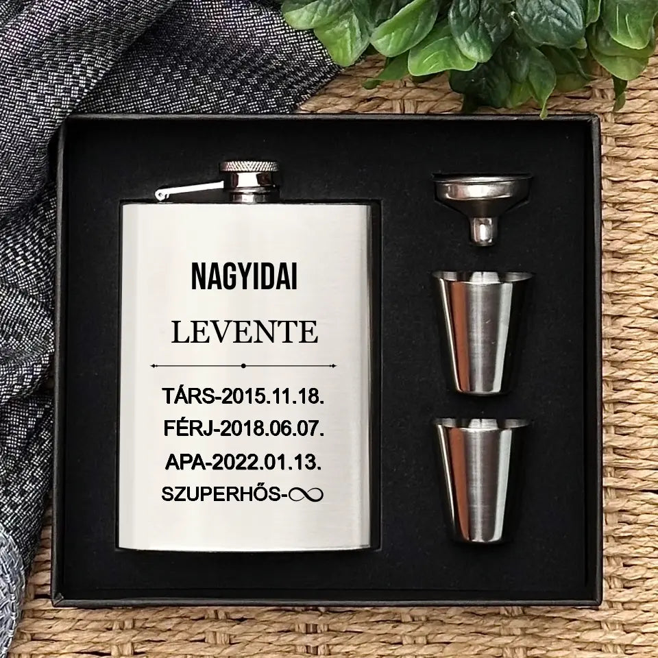 Egyedi laposüveg szett – Apa, férj, szuperhős