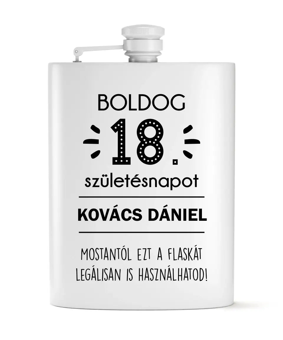 18 éves szülinapi ajándék - egyedi flaska szett névvel és vicces felirattal