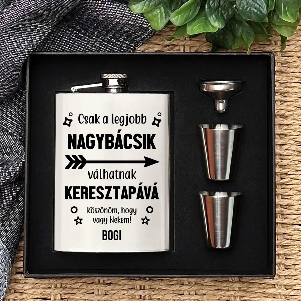 Keresztapának, ajándék flaska szett