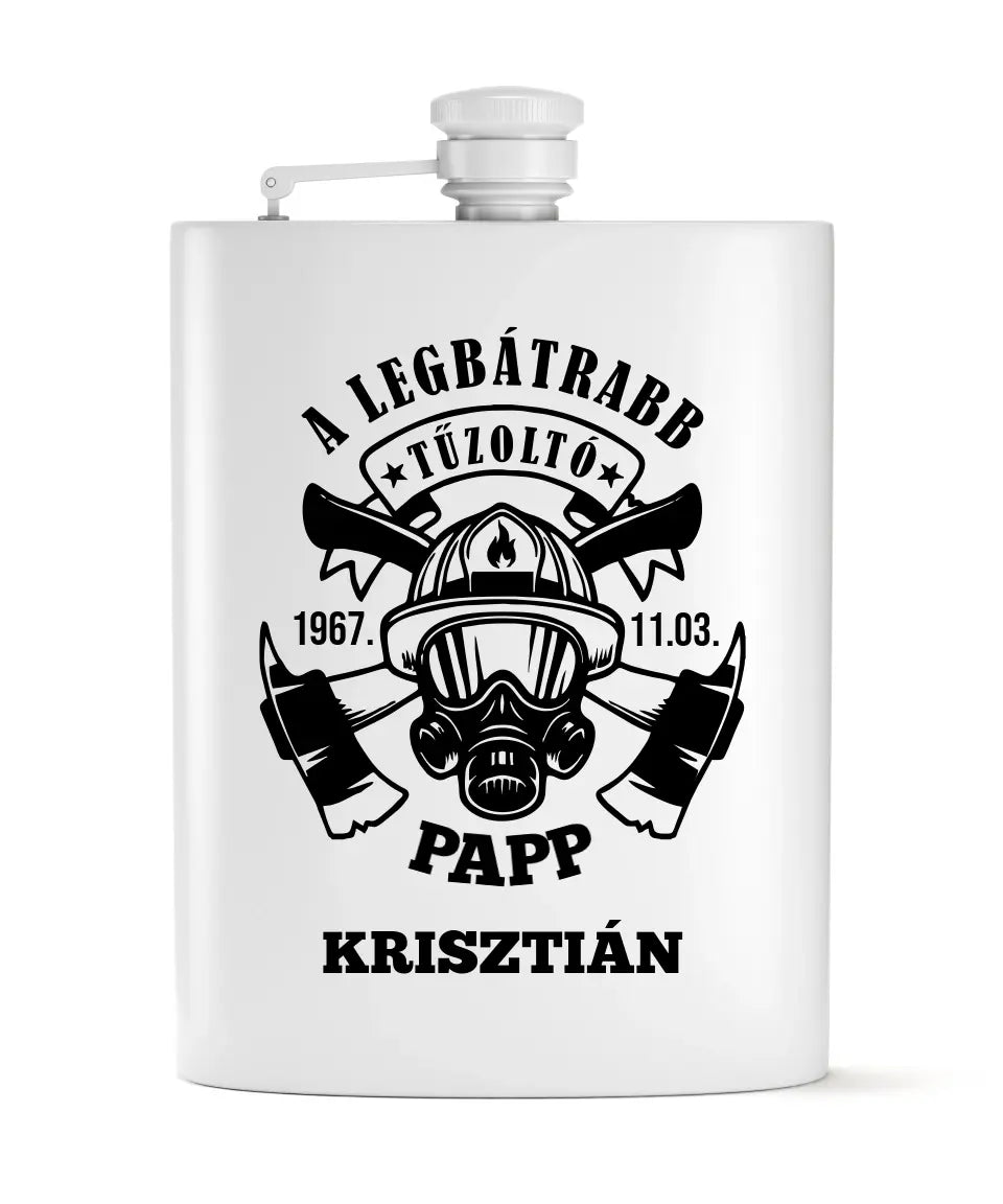 Ajándék tűzoltónak - flaska szett névvel és évszámmal