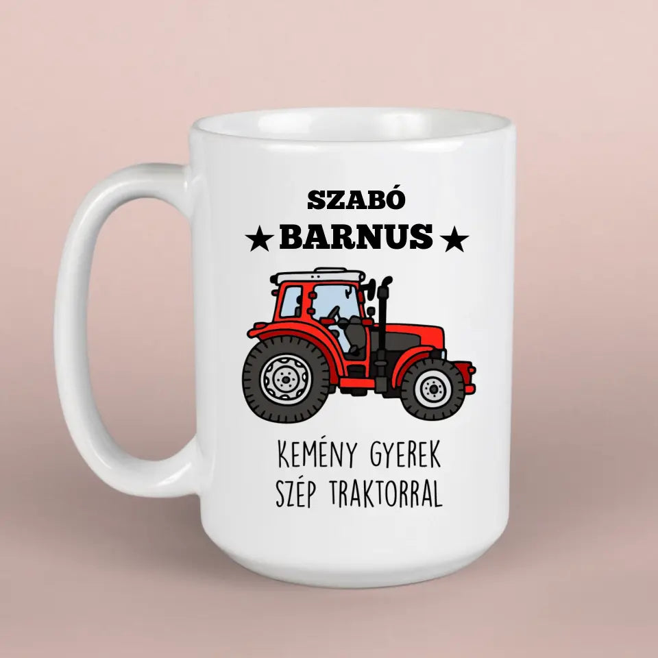 bögre traktor grafikával férfinak