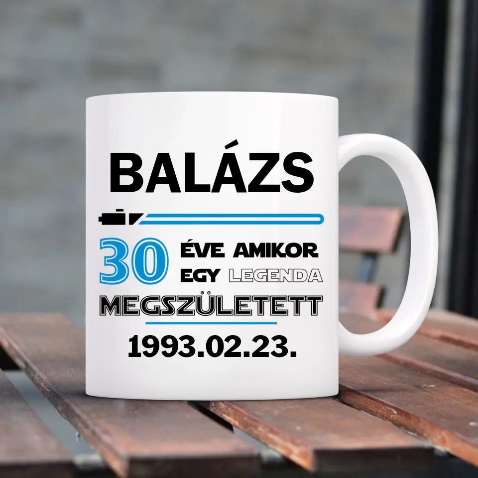 30. szülinapra ajándék - lézerkardos bögre