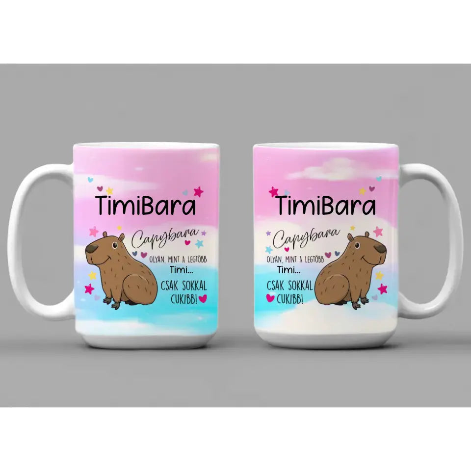 Cană drăguță și colorată cu capibara – cu propriul tău nume