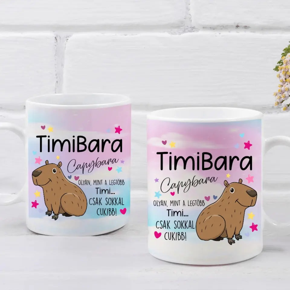 Cană drăguță și colorată cu capibara – cu propriul tău nume