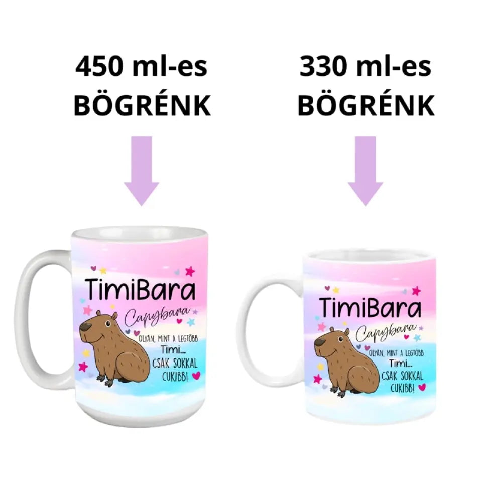 Cană drăguță și colorată cu capibara – cu propriul tău nume