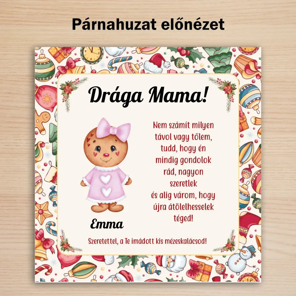 Nagymamáknak szóló Karácsonyi mézeskalácsos párna