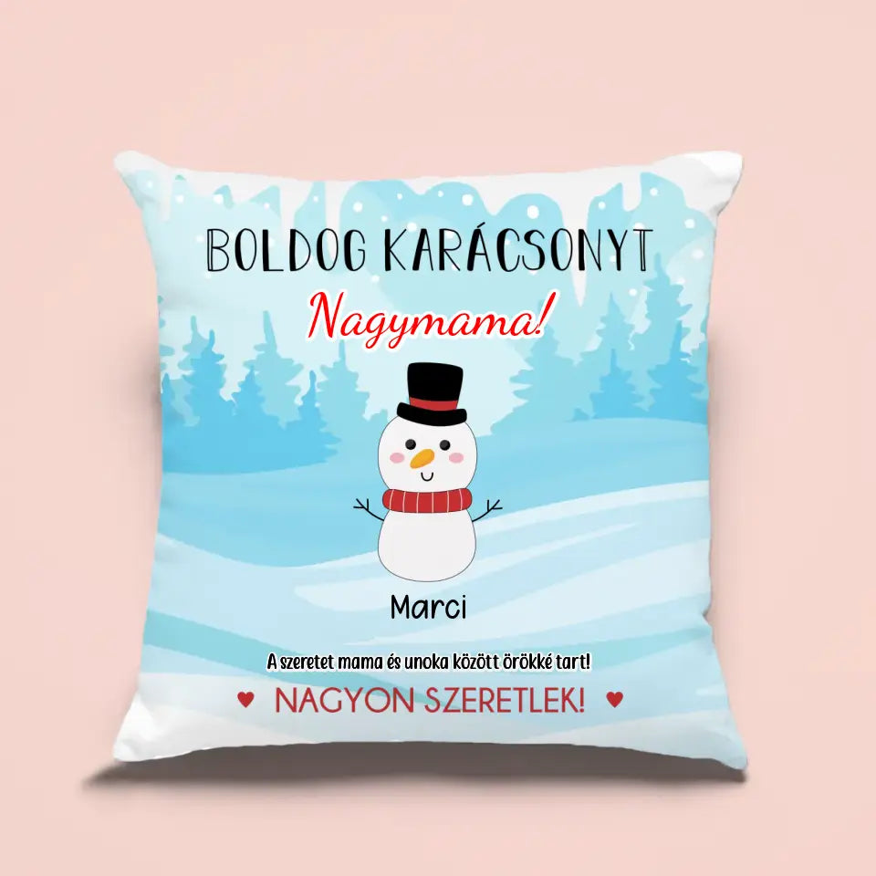 Hóemberes karácsonyi párna az unokáktól