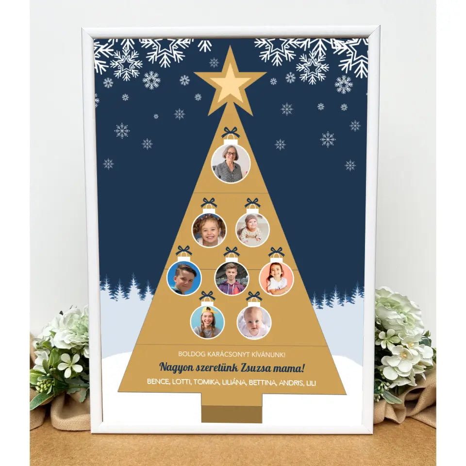 Fényképes, karácsonyfa kép nagymamának