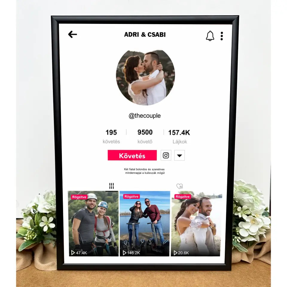 TikTok stílusú ajándék kép pároknak, szerelmes ajándék 