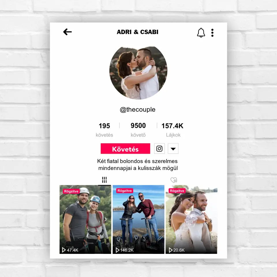 TikTok stílusú ajándék kép pároknak, romantikus ajándék