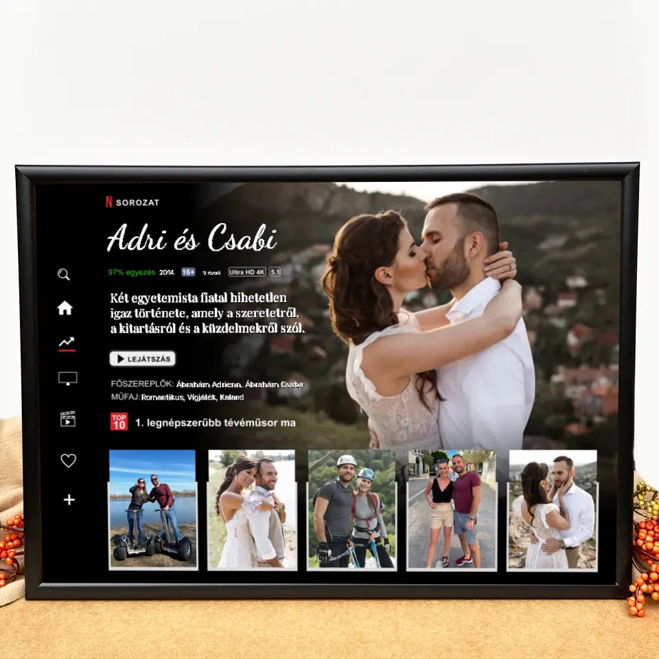 Sorozatos ajándék kép pároknak, romantikus ajándék L méretben