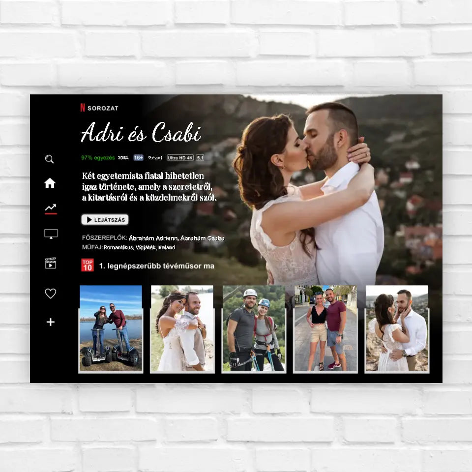 Sorozatos ajándék kép pároknak, egyedi szerelmes ajándék M méretben