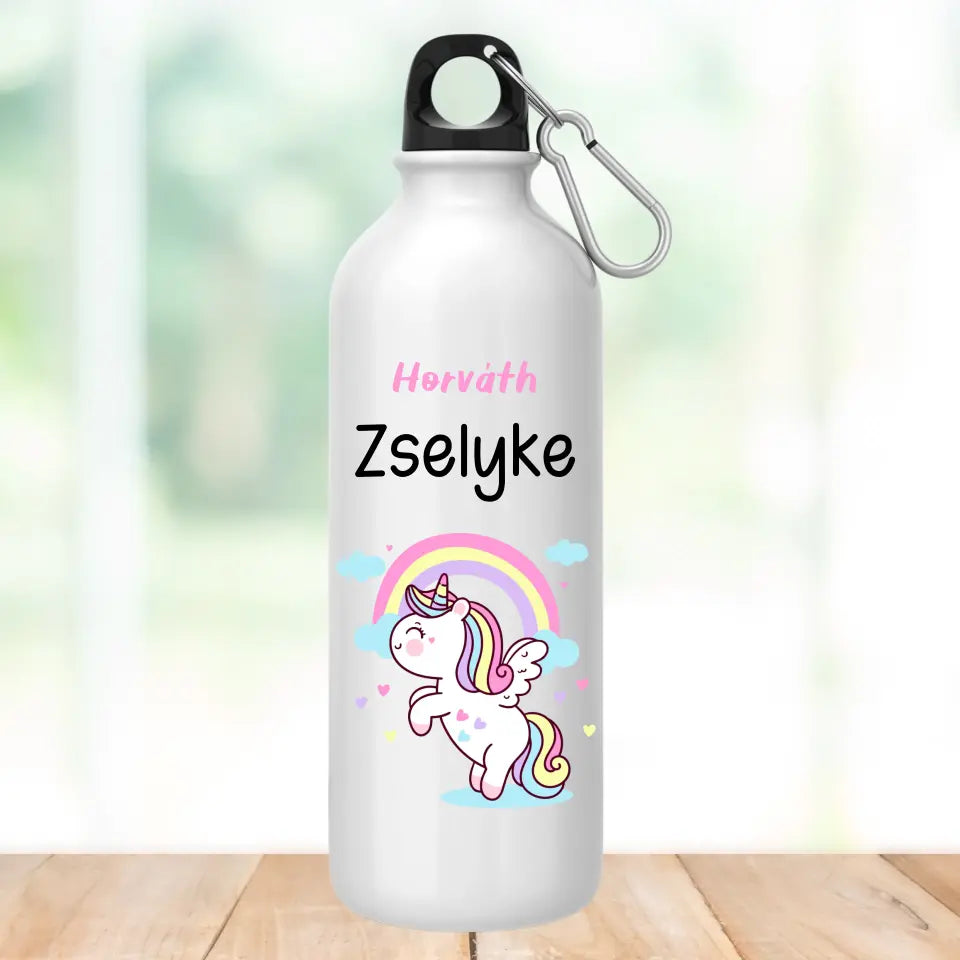 Unikornisos kulacs saját névvel lányoknak