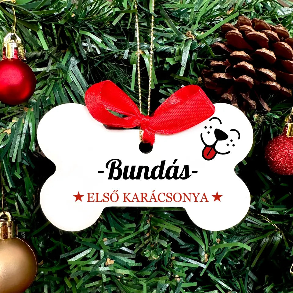 Csont alakú karácsonyfadísz - a kutyusod első karácsonya