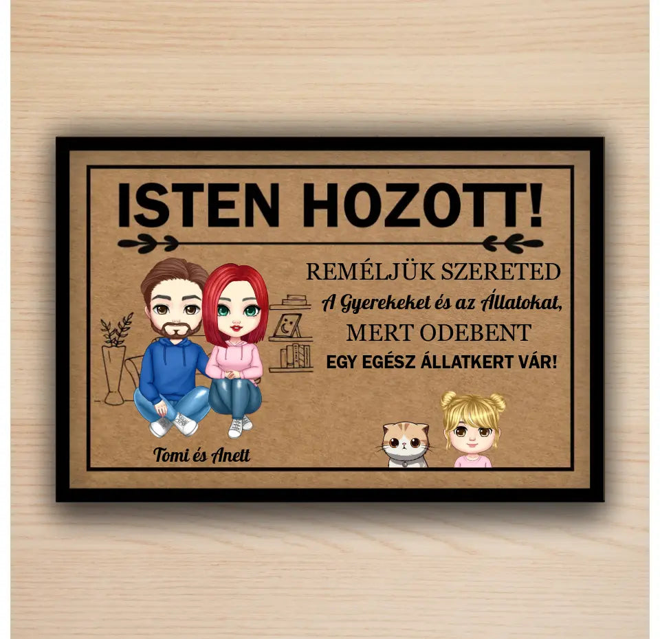 Humoros szövegű családos lábtörlő