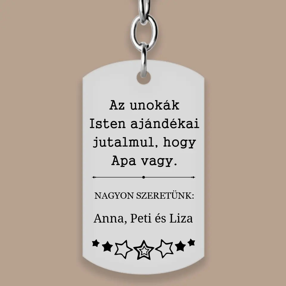ajándék nagypapának Unokás kulcstartó az unokák nevével