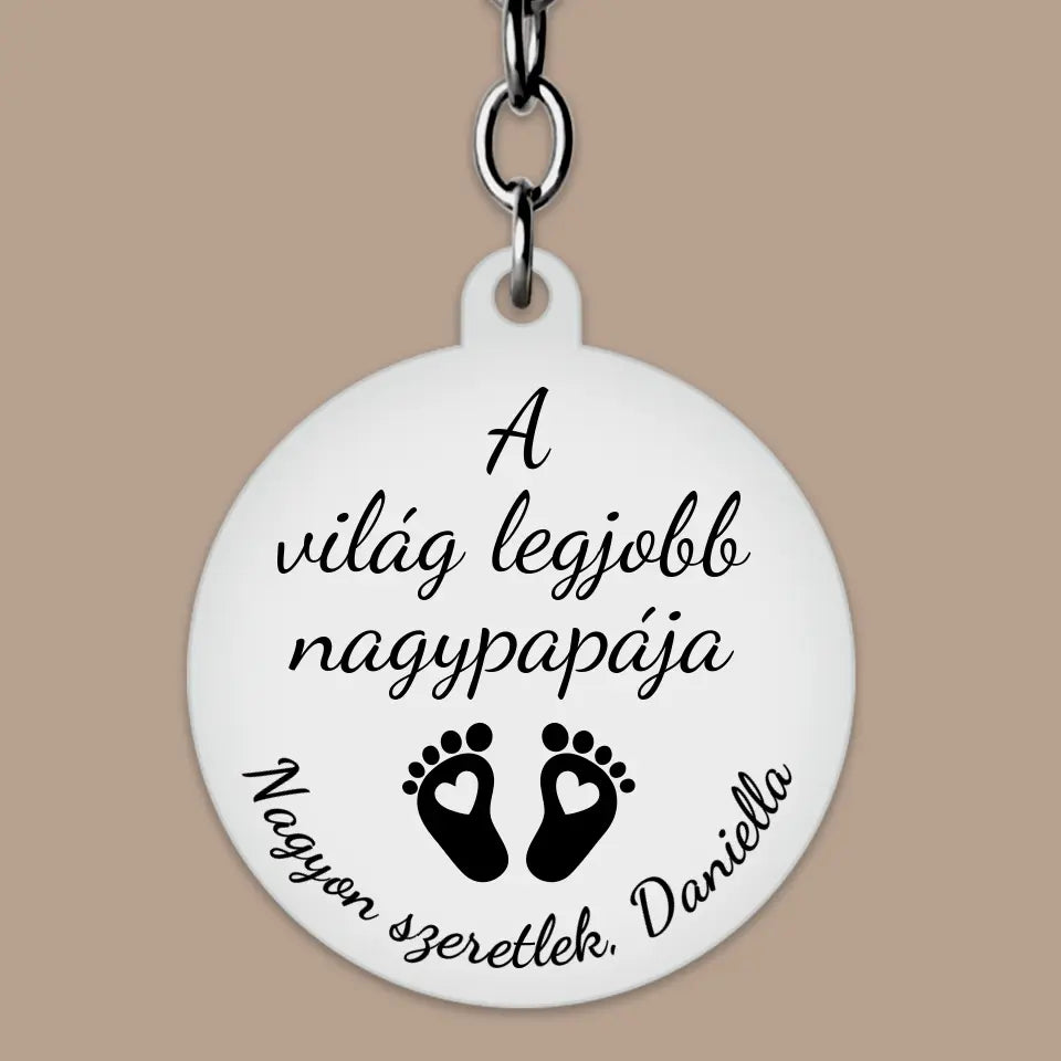 A világ legjobb nagypapája kulcstartó babalábakkal